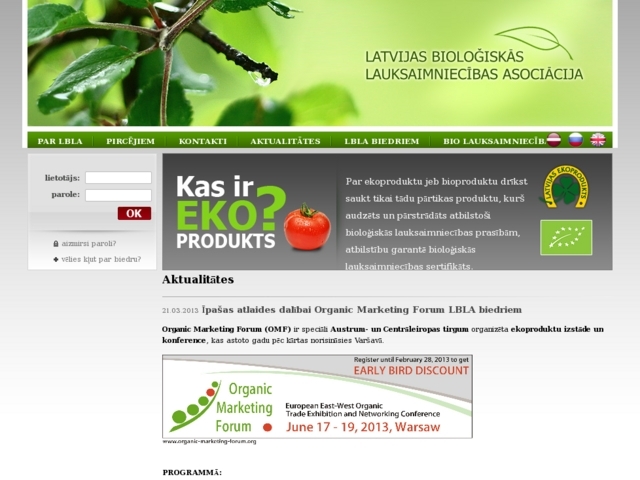 Latvijas Bioloģiskās lauksaimniecības organizāciju apvienība, 